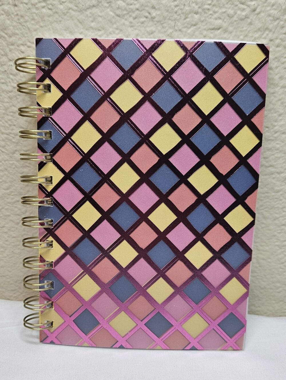 Colorful Diamond Designed Lined Notebook | Spiral Journal | 5" x 7"